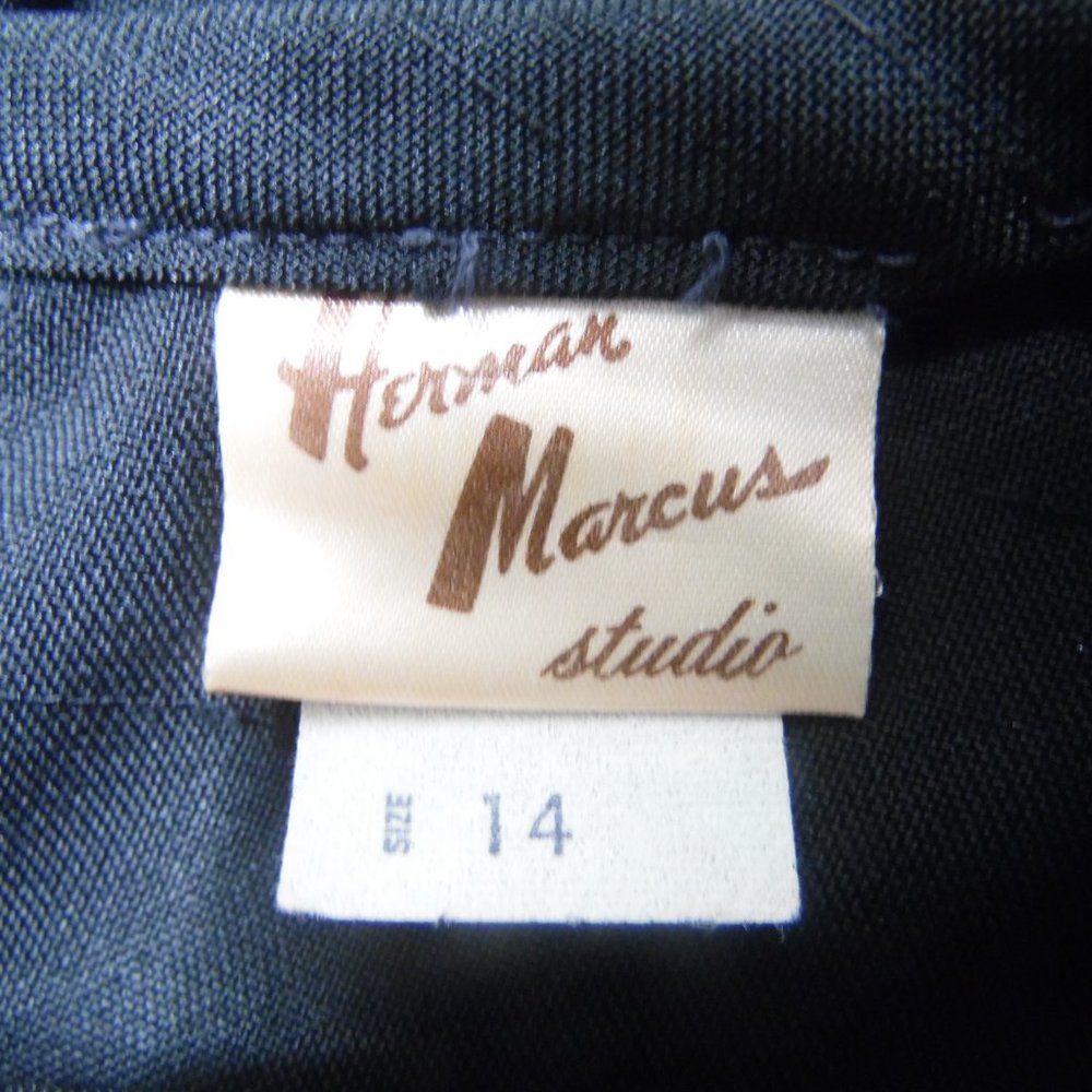 Herman Marcus Vintage Black Dress with Ruffles - Picture 14 of 16